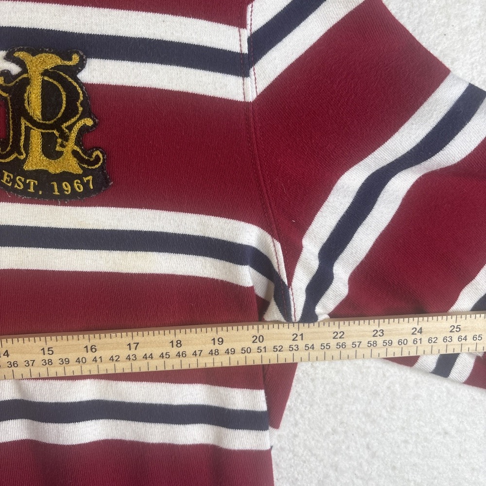 Polo Ralph Lauren Rugby Polo Striped NYC Crest #7 Patch M Vtg Rare Red White - Picture 8 of 12